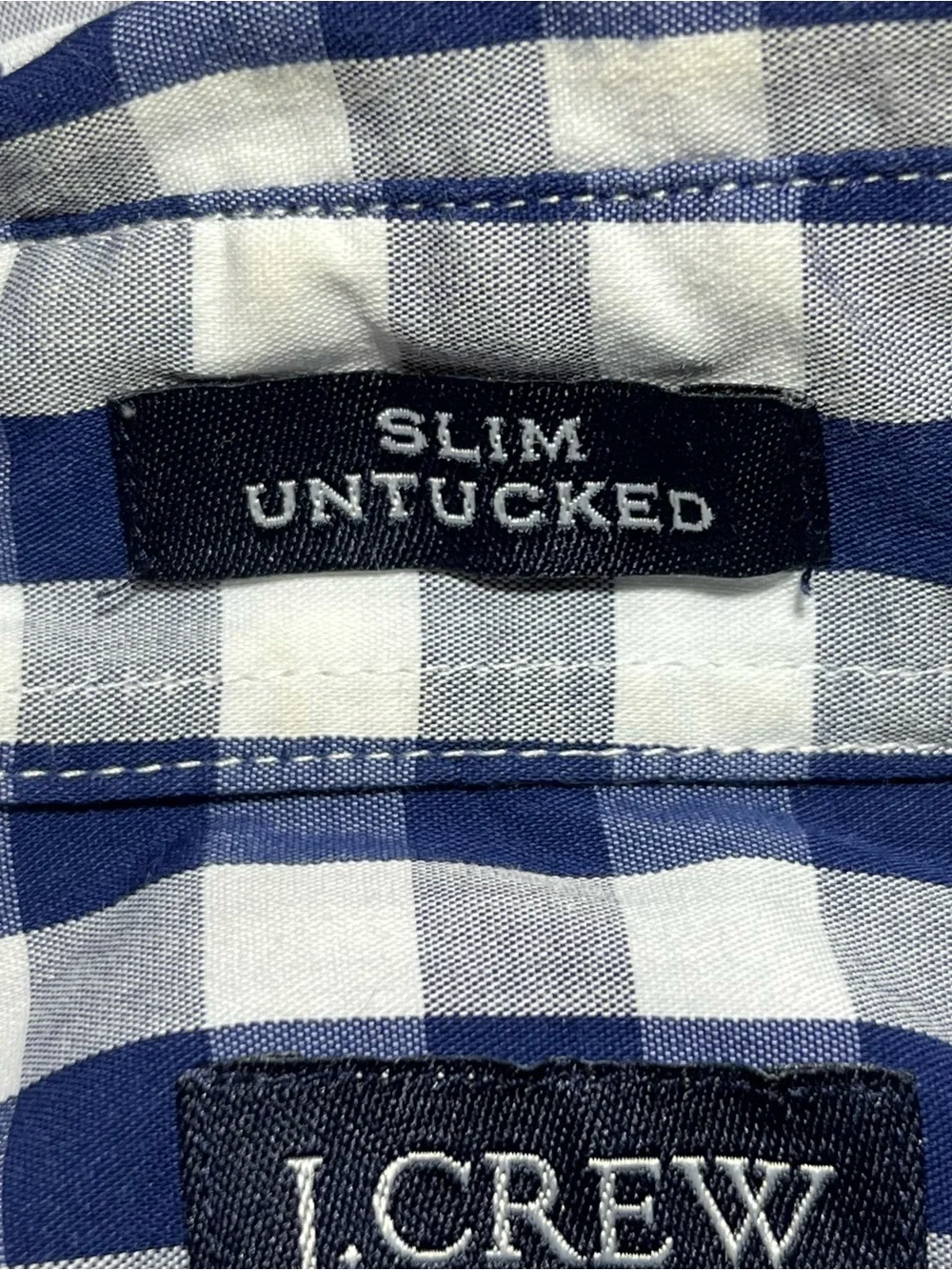 J. Crew Slim Untucked Button Up Shirt Men's Small Blue Plaid Stretch Cotton